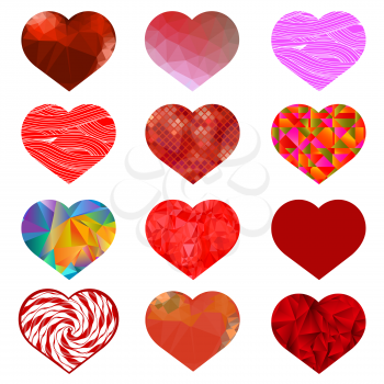 Set of Different Red Hearts. Romantic Symbol  of Love.