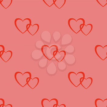Seamless Two Hearts Pattern Isolated on Pink Background