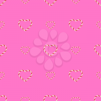 Seamless Sweet Candy Hearts Pattern Isolated on Pink Background. Valentines Day Banner