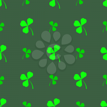 Natural Chamrock Texture. Cartoon Clover Leaves Isolated on Green Background. Patricks Day Banner