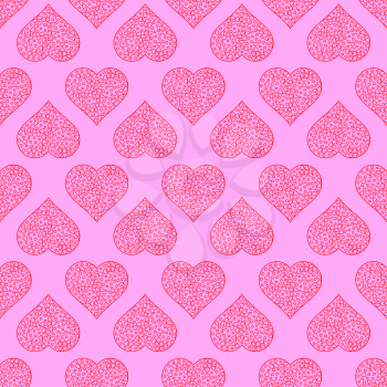 Seamless Hearts Pattern Isolated on Pink Background. Valentines Day Banner