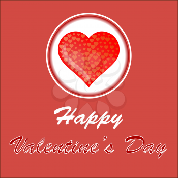 Happy Valentines Day Romantic Banner with Red Heart on White Background.