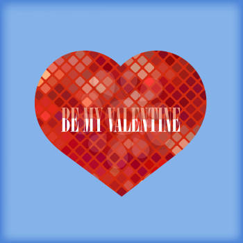 Be My Valentine Romantic Banner on Blue Background.