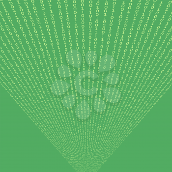 Binary Code Green Background. Concept Numbers. Algorithm Decryption and Encoding.