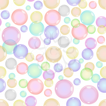 Seamless Colorful Bubbles Pattern on White Background