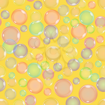 Seamless Colorful Bubbles Pattern on Yellow Background