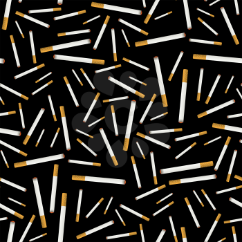 Burning Cigarette Seamless Pattern on Black Background