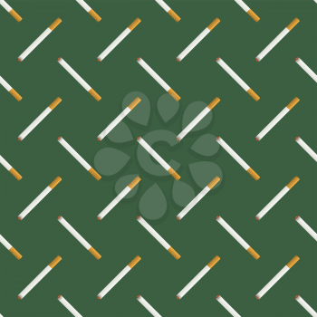Burning Cigarette Seamless Pattern on Green Background