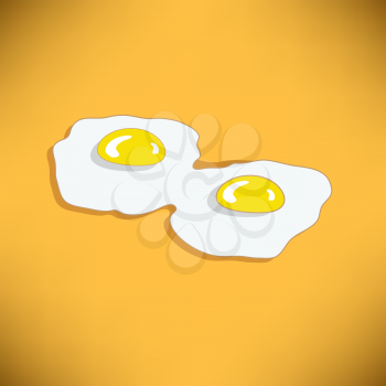 Two Fried Eggs on Orange Gradient Background. American Breakfast