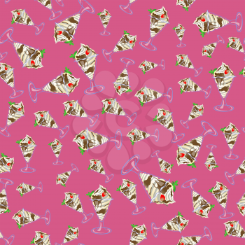 Ice Cream Seamless Pattern on Pink Background