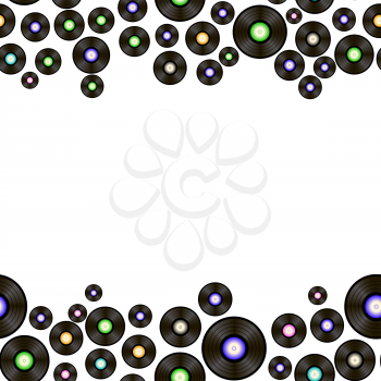 Black Vynil Records Pattern on White Background