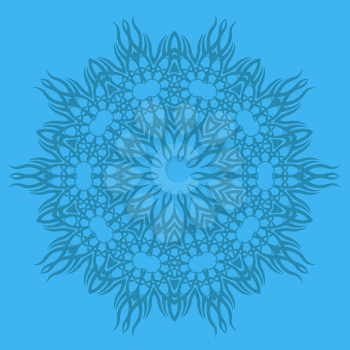 Blue Ornamental Line Pattern. Endless Texture. Oriental Geometric Ornament