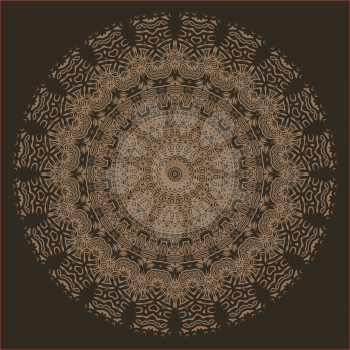 Brown Ornamental Line Pattern. Endless Texture. Oriental Geometric Ornament