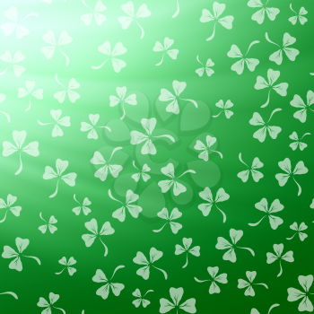 Natural Shamrock Texture. Cartoon Clover Leaves Isolated on Green Background. Patricks Day Banner