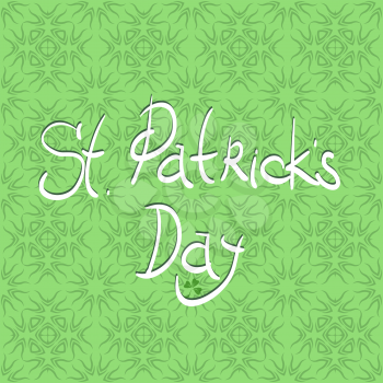 Happy St. Patricks Day Banner. White Text on Green Ornamental Background