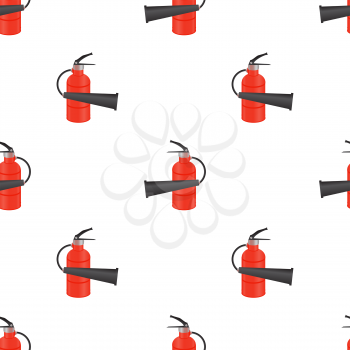 Red Metallic Extinguisher Seamless Pattern on White Background