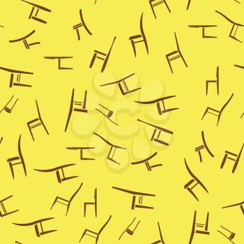 Different Chair Silhouettes Seamless Pattern on Yellow Background