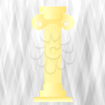 Yellow Greek Column on Grunge Grey Background