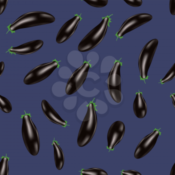 Eggplant Seamless Pattern Isolated on Blue Background