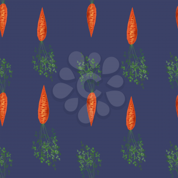 Red Fresh Carrot Seamless Pattern on Blue Background