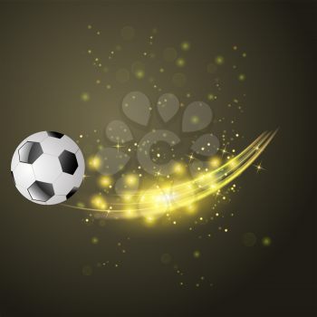 Sport Football Icon with Sparcles and Flares on Dark Background
