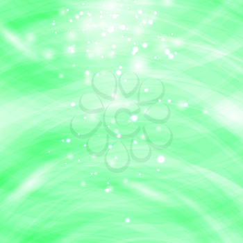 Green Burst Blurred Background. Sparkling Texture. Star Flash. Glitter Particles Pattern. Starry Explosion