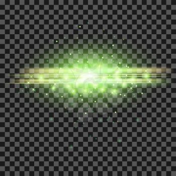 Starry Light Background. Green Glowing Lines. Speed Motion Effect. Sparcle Glitter Trail