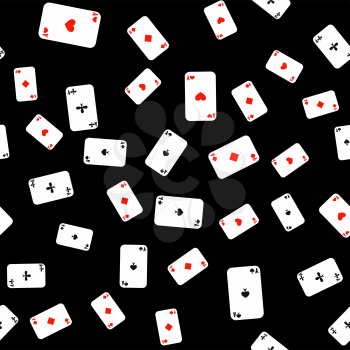 Different Playing Cards Pattern on Black Background