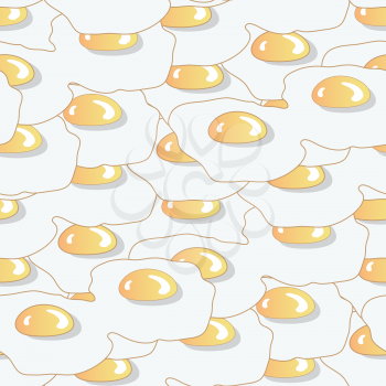 Fried Eggs Random Seamless Pattern. Cooking Food Background
