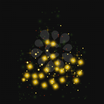 Starry Light Background. Yellow Glowing Stars. Speed Motion Effect. Sparcle Glitters