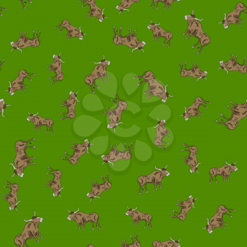Bull Random Seamless Pattern. Farm Cow Background