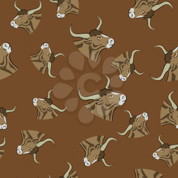 Bull Head Icon Seamless Pattern. Farm Cow Background