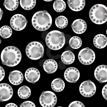 Rotary Phone Dial icons Seamless Pattern on Black Background