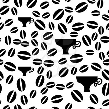 Coffee Beans Seamless Pattern on White Background