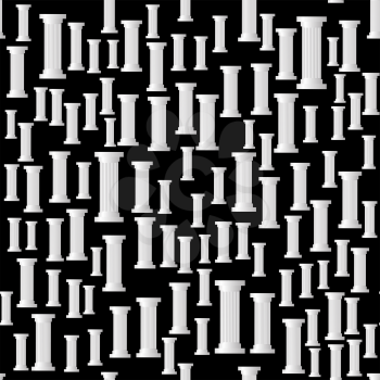 Greek Column Seamless Pattern on Black Background