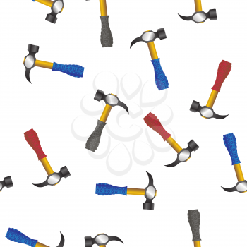 Colored Hammer Seamless Random Pattern Isolated on White Background