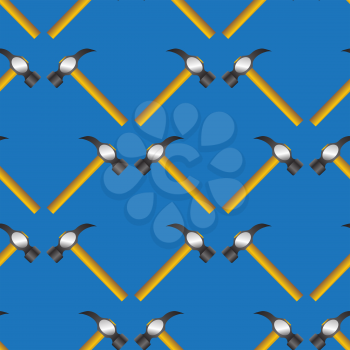 Hammer Seamless Random Pattern Isolated on Blue Background