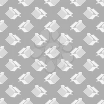 Open Paper Boxes Seamless Pattern on Grey Background