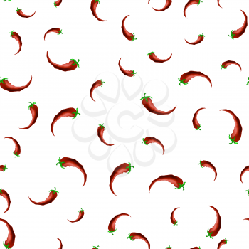 Hot Red Peppers Seamless Pattern on White Background