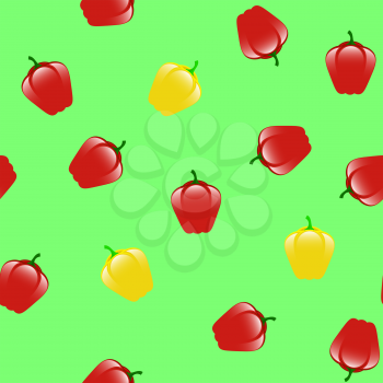 Fresh Red Yellow Seamless Pattern on Green Background