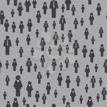 People Icon Seamless Pattern Isolated on Grey Background. Symbol of Persons.