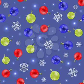 Christmas Decoration Seamless Snowflake Pattern on Blue Background
