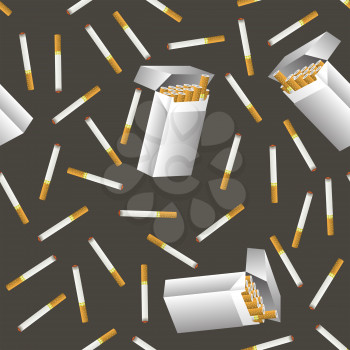 Cigarette Seamless Pattern Isolated on Grey Background