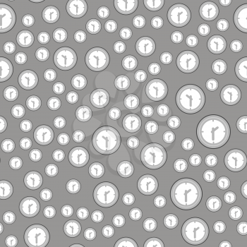 Clock Icon Seamless Pattern Isolated on Grey Background