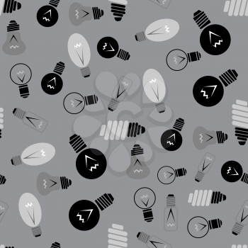 Electric Lamp Seamless Pattern on Grey Background