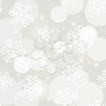 Showflakes Pattern on Grey Sky Background. Winter Christmas Natural  Texture