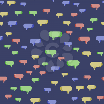 Colorful Speech Bubbles Seamless Pattern on Blue Background