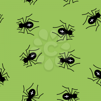 Poisonous Spider Seamless Pattern on Green Background