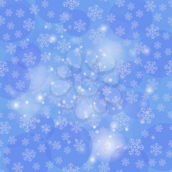Showflakes Pattern on Blue Sky Background. Winter Christmas Natural  Texture