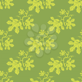 Summer Leaves  Isolated on Green Background. Seamless Different Leaves Pattern